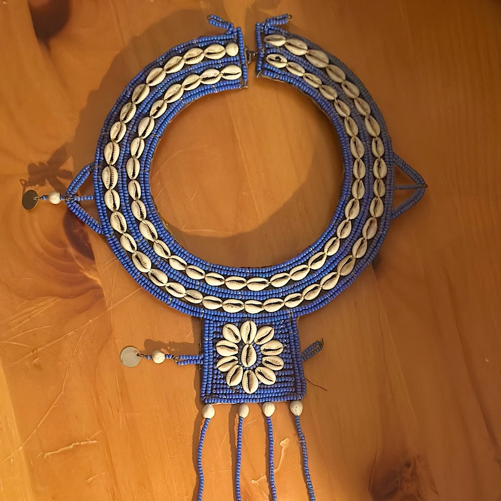 Handmade Kenyan Massai traditional beaded wide collar-ed necklace